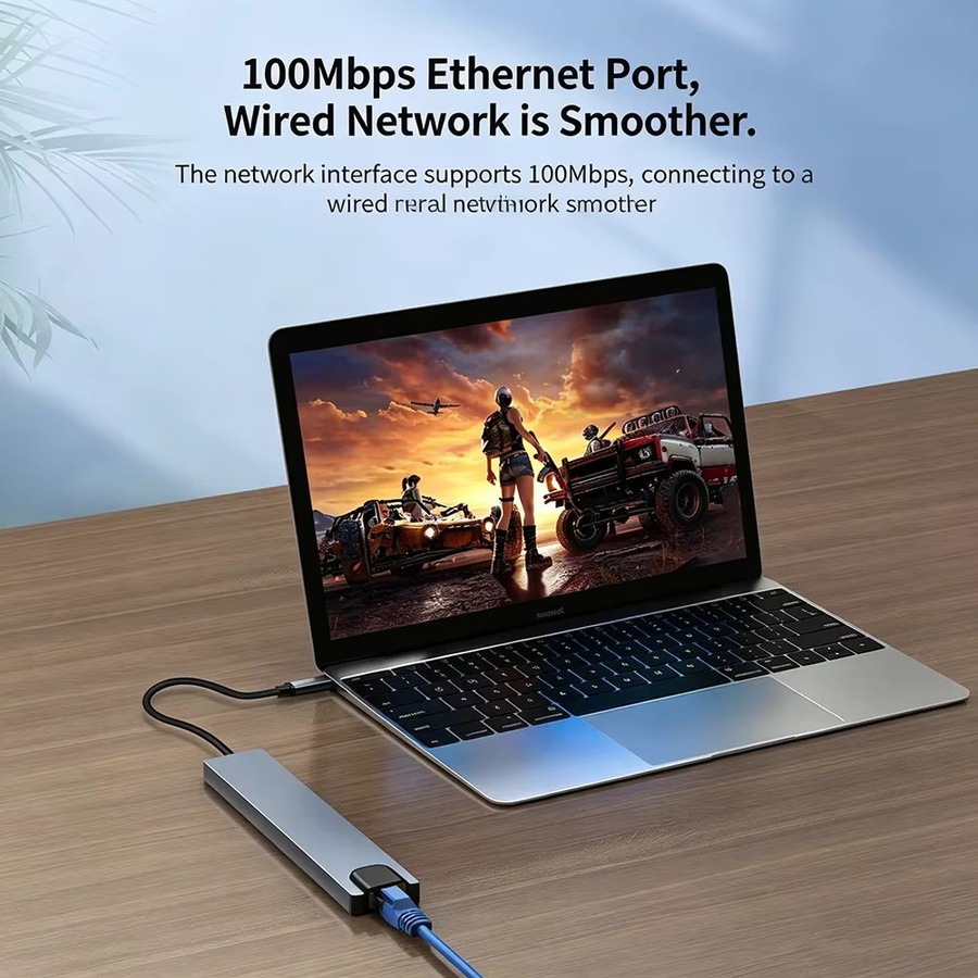 KEBIDUMEI 10-in-1 USB-C Dockingstation in Grau mit 4K HDMI, Ethernet, PD 100W, 4 USB-Anschlüssen sowie SD und TF Kartenleser für Laptop und MacBook Pro Air - Bild 4