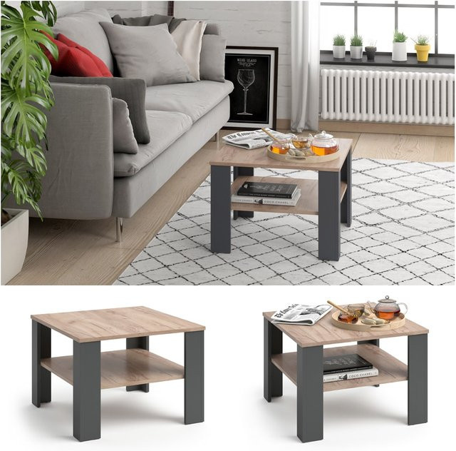 VICCO Couchtisch HOMER quadratisch in Anthrazit und Sand B/T/H: 60 x 60 x 42 cm - Bild 1