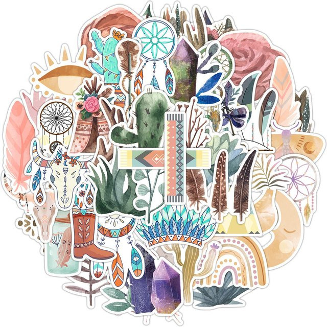 50 Blatt böhmische Doodle-Aufkleberrolle aus wasserfestem Vinyl in Multicolour von YourLife Store - Bild 1