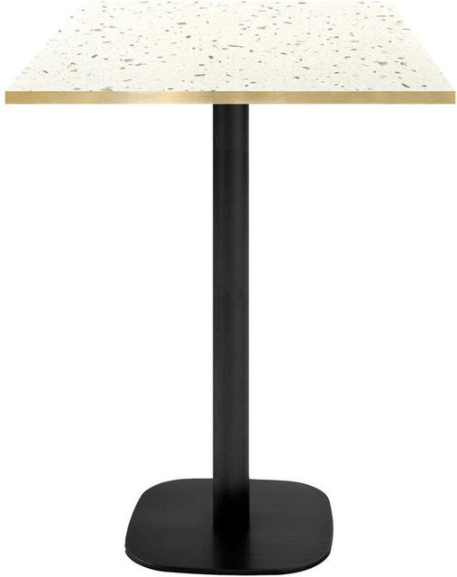RestooTab Stehtisch Round quadratisch mit Terrazzo-Platte und Messingkanten, B/T/H: 60 x 60 x 113 cm, Schwarz/Gold/Weiß - Bild 1