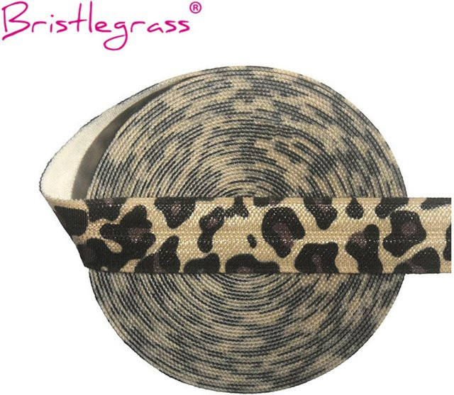 BRISTLEGRASS Elastisches Spandex-Satinband in Nude mit Leopardenmuster für DIY Näharbeiten, Breite: 1,5 cm - Bild 1