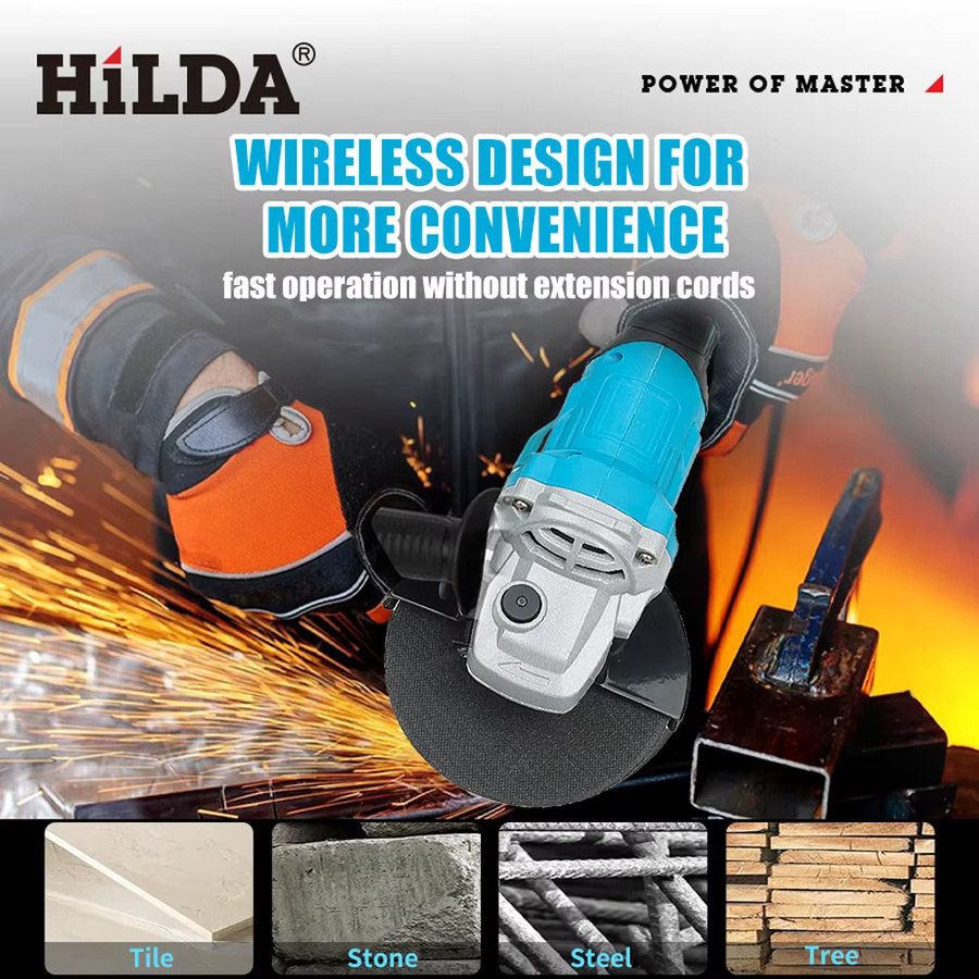 HILDA Elektrischer Winkelschleifer, bürstenlos und kabellos, blau, kompatibel mit Makita LXT Akkus, zum Polieren und Schneiden - Bild 7