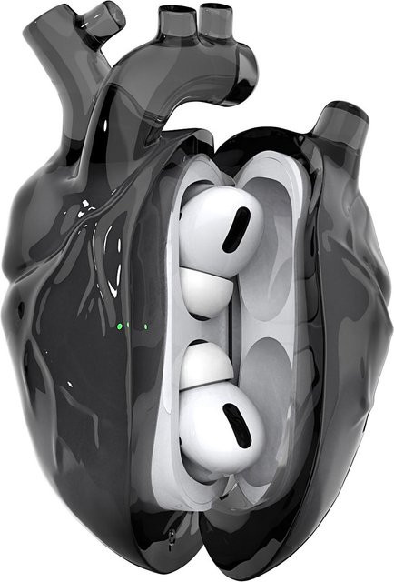 Schutzhülle aus Silikon in Herzform für Apple AirPods Pro 2, AirPods Pro 3 und AirPods 3 in Schwarz - Bild 1