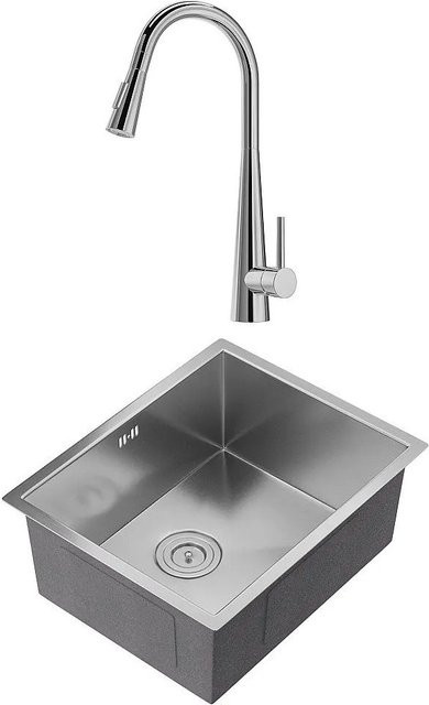 Vente-unique Spüle Soela aus Edelstahl in Grau, Breite: 55 cm - Bild 1