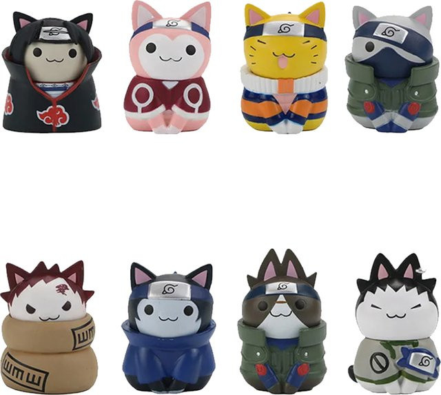 Bandai Naruto Anime Figuren Set aus PVC in Multicolor mit Kakashi, Uchiha, Itachi und Gaara als Q-Version Miniaturen für den Schreibtisch, Höhe: 3 cm - Bild 1