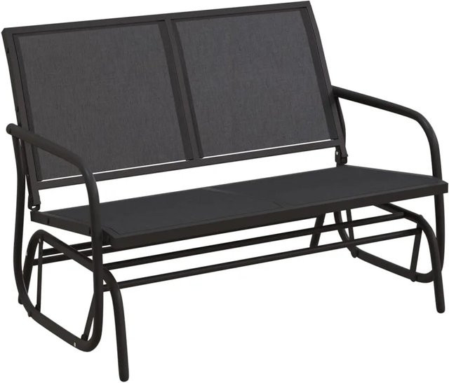 vidaXL Garten-Schaukelbank Schwarz aus Stahl und Textilene mit Armlehnen B/T/H: 120,5 x 76 x 86,5 cm - Bild 1