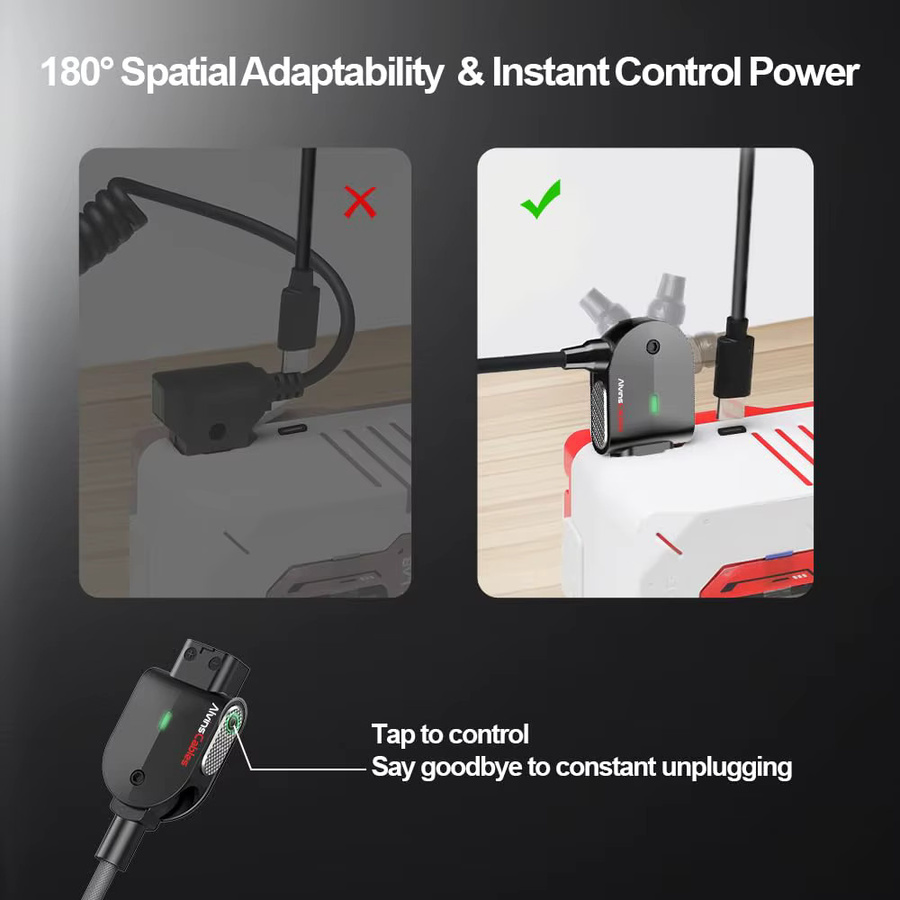 SmallRig Smart-Dtap auf drehbaren rechtwinkligen 2-poligen Stecker Kabel in Rot, 15 cm - Bild 3