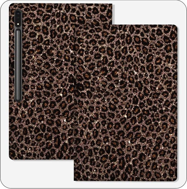 Samsung Galaxy Tab S9 S10 S8 S7 S6 FE Plus Lite Schutzhülle mit Retro Leopardenmuster in Multicolour und faltbarer Abdeckung - Bild 1