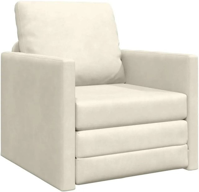 vidaXL Schlafsofa aus Samt in Creme/Beige - Bild 1