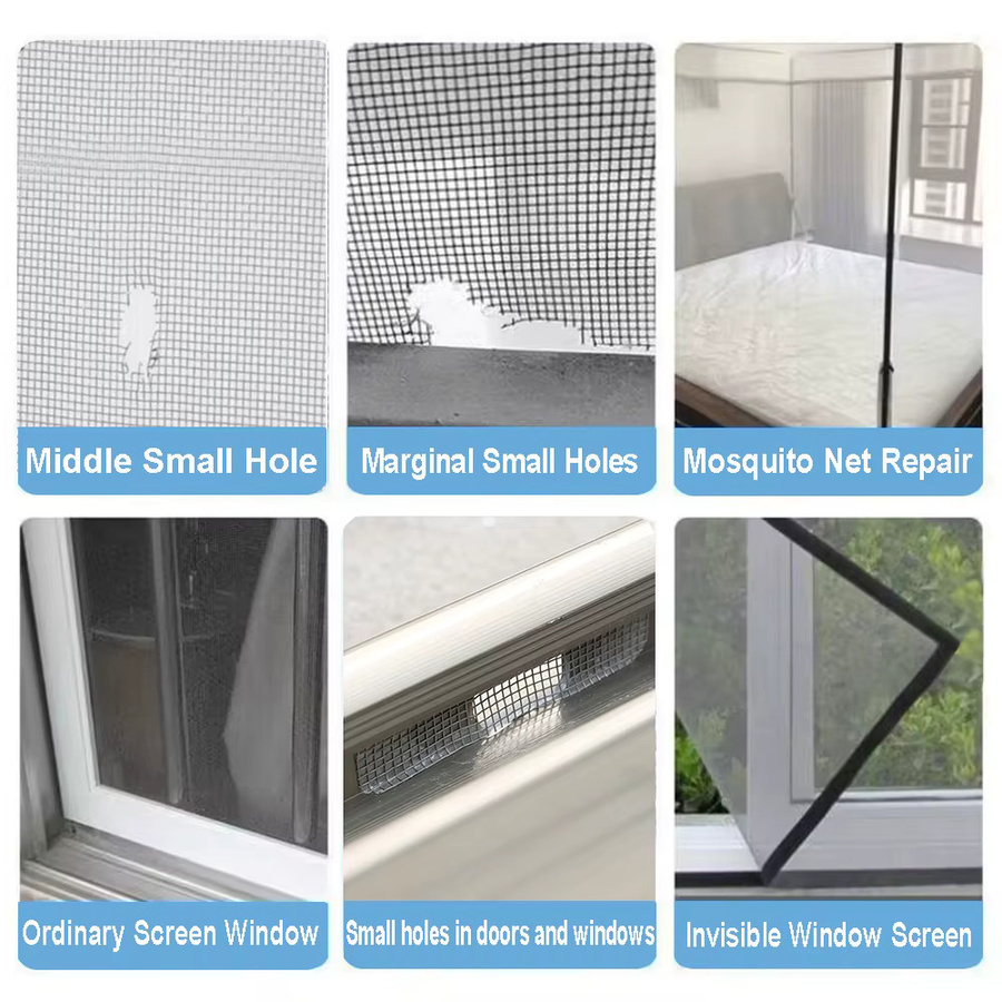 Reparatur-Set für Fenster und Türen mit Insektenschutz-Mesh und Entwässerungsloch-Patches zur unsichtbaren Reparatur von Fliegengittern - Bild 3