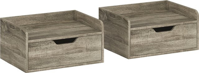 HOMCOM 2er-Set Wand-Nachttische in Grau mit Schublade und Ablage, moderner Stil für Schlafzimmer und Wohnzimmer, B/T/H: 40 x 30 x 19,5 cm - Bild 1