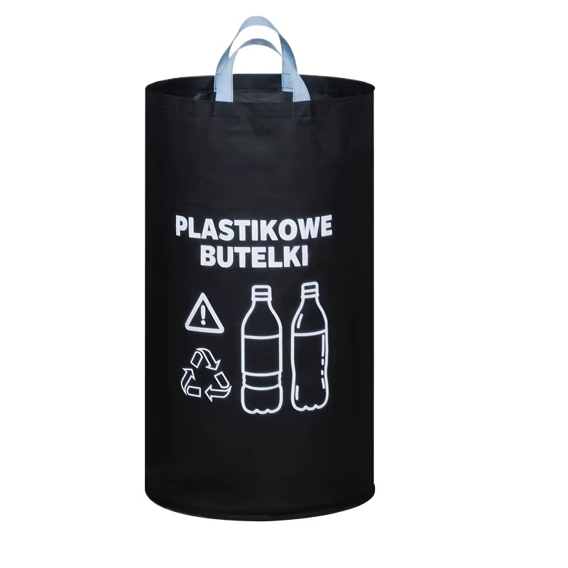 Faltbarer Recyclingbehälter für Plastikflaschen aus Stoff in Schwarz - Bild 1