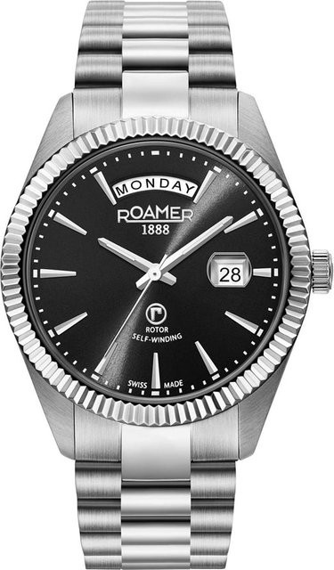 Roamer Primeline DD Armbanduhr, Automatik, Edelstahl, Schwarz, 42 mm, Herren - Bild 1