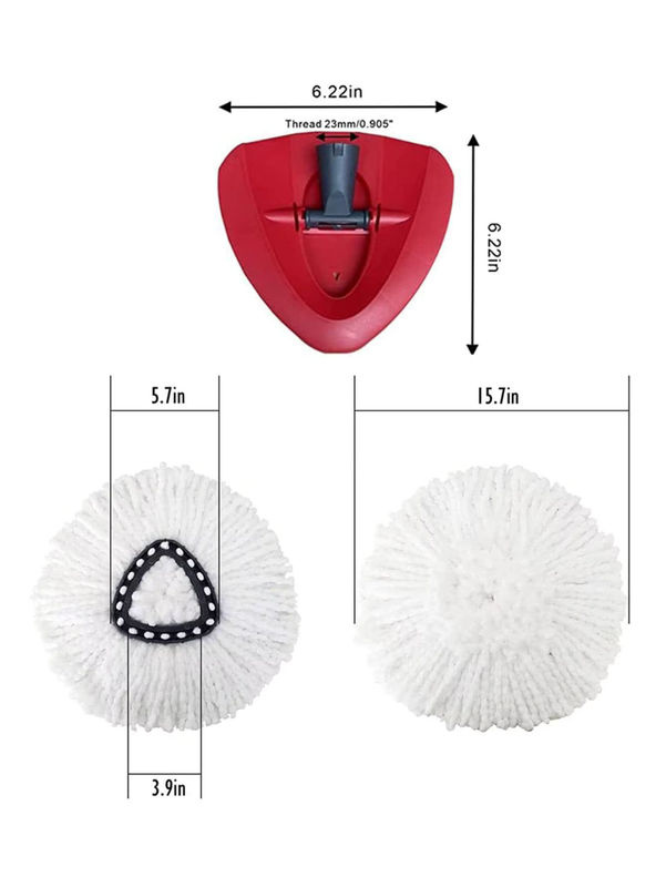 Drehbare Wischmopp-Basis für O-Cedar und Vileda, Ersatzteil für 360 Grad Spin-Mop, Farbe Rot - Bild 3