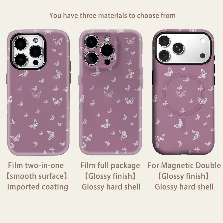Potdemiel Handyhülle mit lila Line-Art Schmetterling Design für iPhone 17 16 15 14 13 Pro Max Plus, robuste doppelschichtige Hülle mit Magnetfunktion - Bild 2