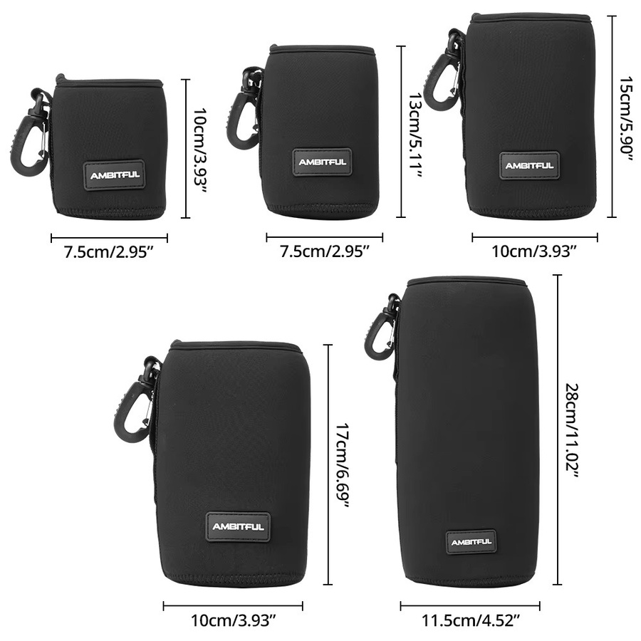AMBITFUL Kameraobjektivtasche mit Kordelzug und Haken, Schwarz, passend für Canon, Sony und Nikon DSLR Objektive - Bild 5