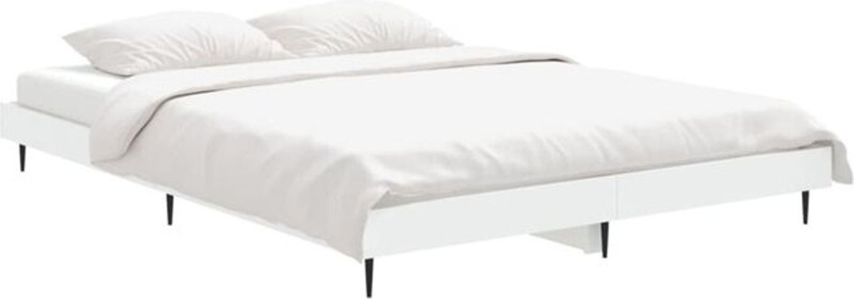 Vidaxl Bettgestell aus Holzwerkstoff in Weiß, Modernes Design, B/T: 140 x 190 cm - Bild 1