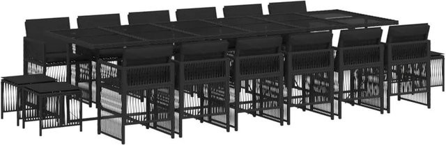 vidaXL 17-teilige Garten-Essgruppe aus Poly Rattan mit Kissen in Schwarz - Bild 1