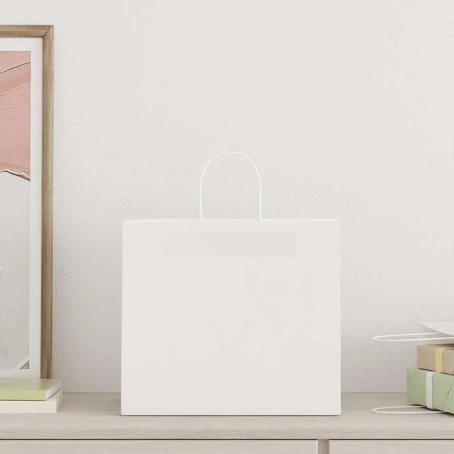 vidaXL Papiertragetaschen mit Henkeln, 250 Stück, Weiß, B: 32 cm, T: 22 cm, H: 28 cm - Bild 1