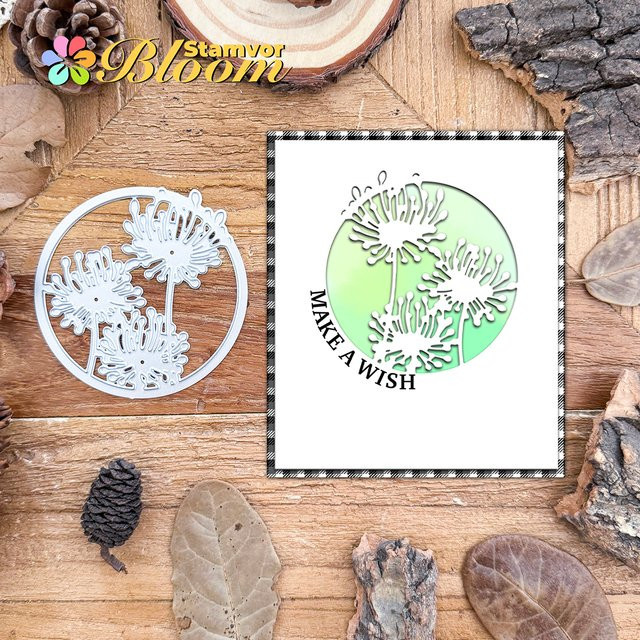 Silberne Metall Stanzform Löwenzahn Kreis Rahmen für Scrapbooking und dekorative Prägung - Bild 1