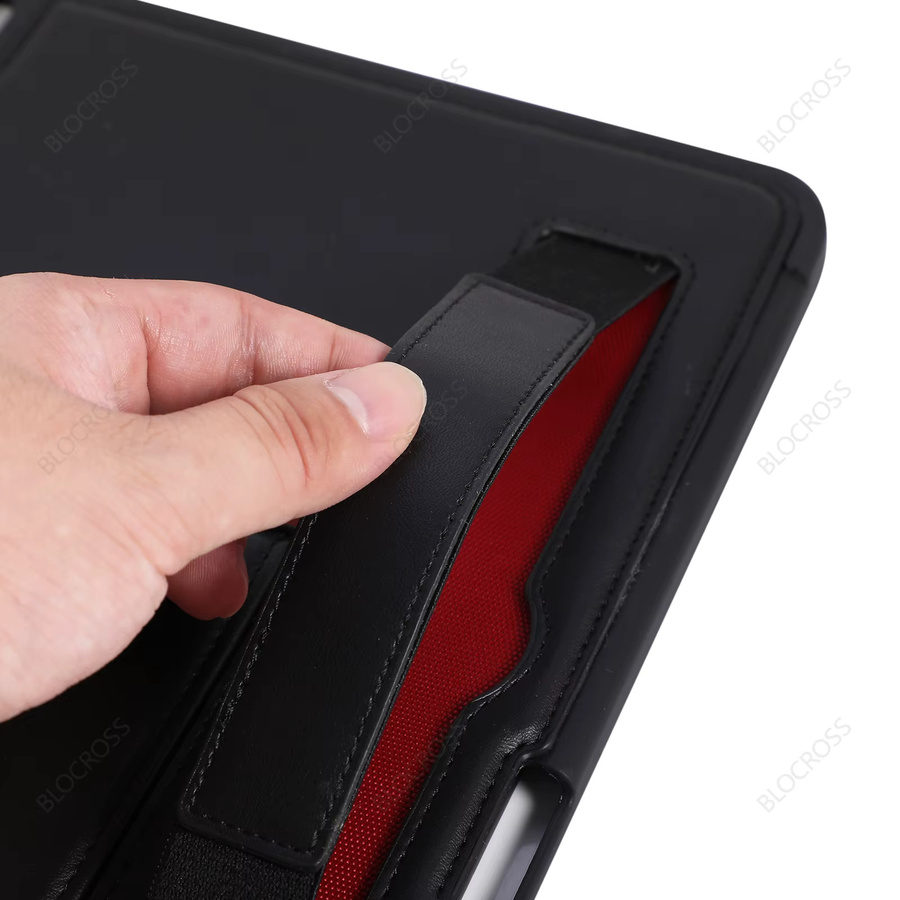 BLOCROSS Luxus-Ledertasche mit Wrist Band und Stand Cover für iPad Pro, Air und Mini in Schwarz oder Grau - Bild 3