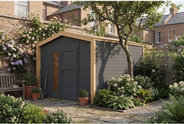 Weka Holz-Gartenhaus Killarney mit Satteldach in Anthrazit-Eiche, B/T/H: 311 x 313 x 246 cm - Bild 1