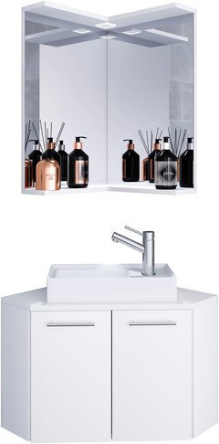 VCM Badmöbel-Set Vilosa in Weiss, 3-teilig mit Spiegel, Unterschrank, Midischrank und Hochschrank - Bild 1