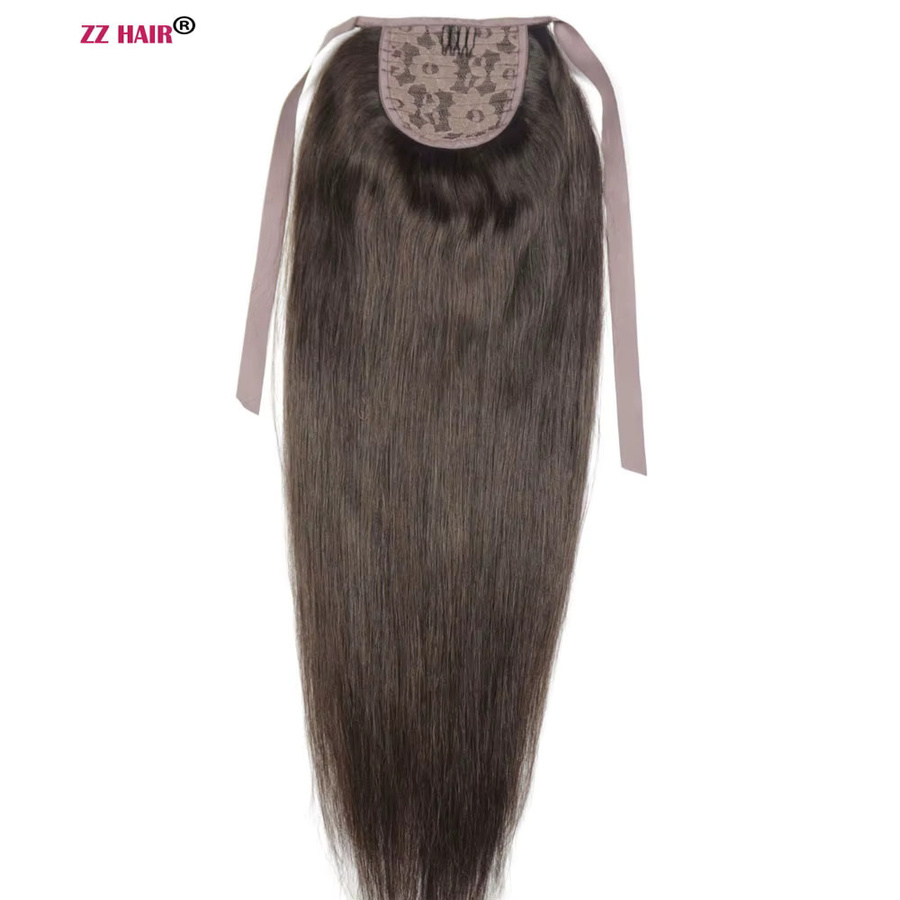 ZZHAIR Band-Pferdeschwanz, 100 % brasilianisches Remy-Echthaar, glatt - Bild 3