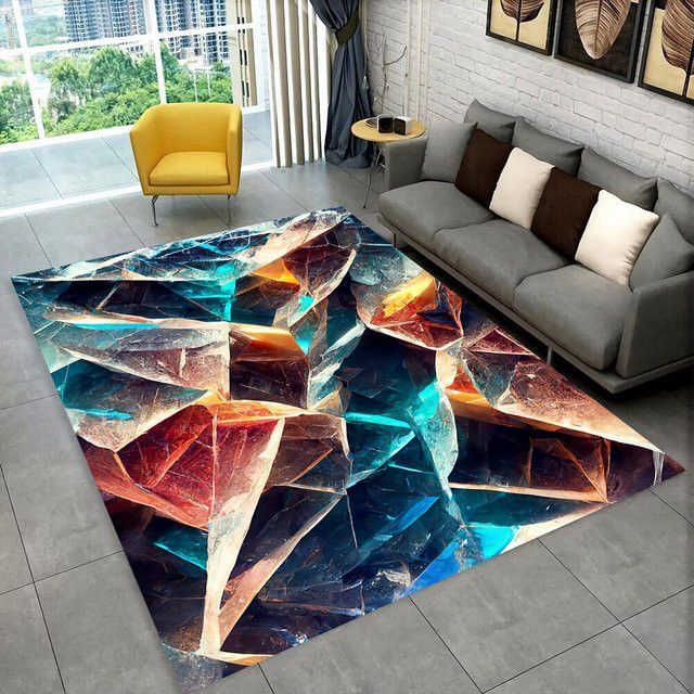 LOUSIDREAM Retro-Teppich aus natürlichem Kristallerzstein in Aesthetic-Design, rutschfest für Wohnzimmer, Schlafzimmer und Kinderspielbereiche - Bild 1
