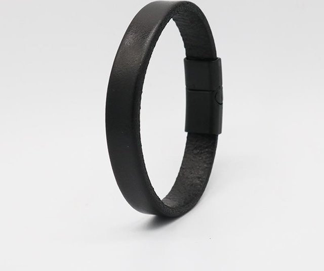 KTJ Armband, Leder, Schwarz, Vintage, 22cm, Unisex - Bild 1