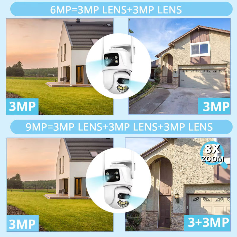 TPTEK WIFI IP-Kamera 9MP PTZ Outdoor 4K Drei-Linsen-Sicherheitskamera mit KI-Menschenerkennung und ICsee App in Weiß - Bild 4