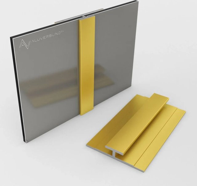 Aluverbund24 Verbindungsprofil für 3mm Alu Verbundplatten, Gold-Eloxiert, Länge: 100 cm - Bild 1