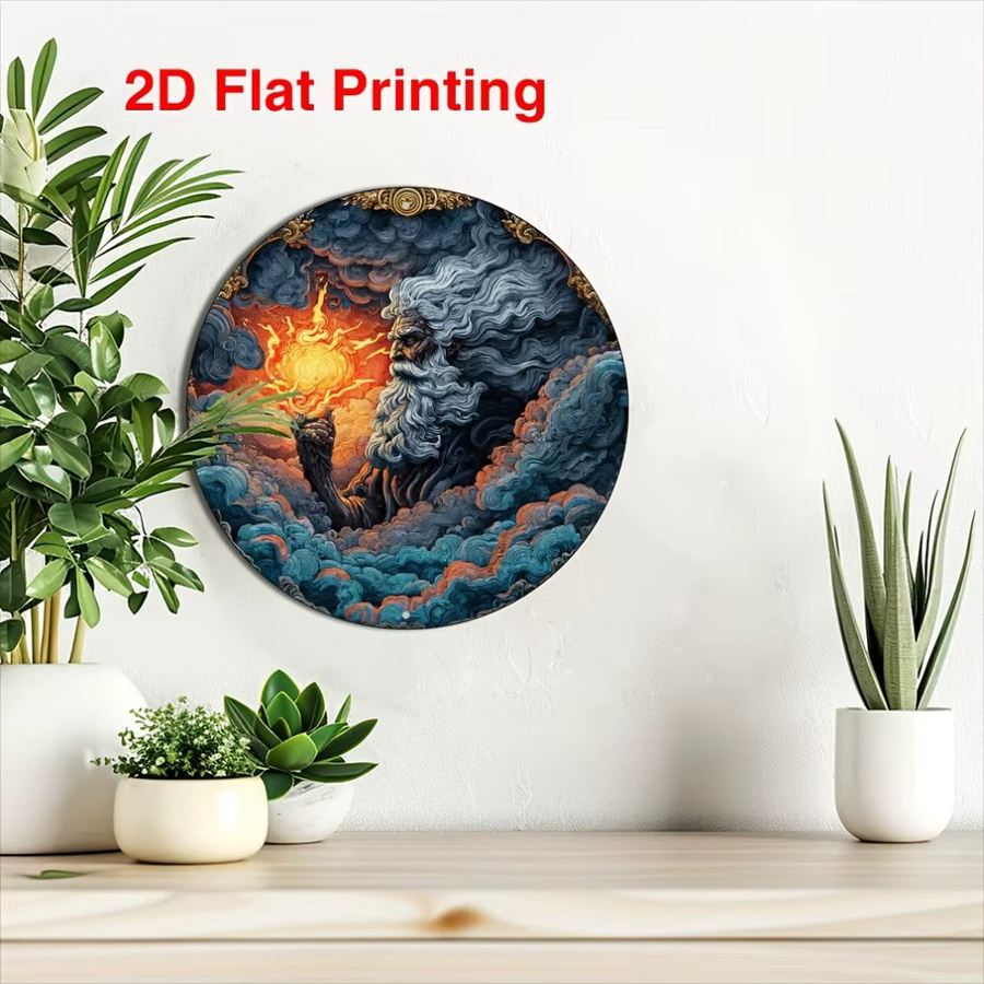CIFBUY Rundes Boho Sturmgott-Schild aus Aluminium, Durchmesser: 20 cm, Rustikale Metallwandkunst für Terrasse, Küche oder Heimbüro - Bild 5