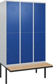 C+P Doppelstock-Spind Classic PLUS Sitzbank mit 3 Abteilen und Buche-Hartholz Sitzfläche, B/T/H: 212 x 120 x 81,5 cm - Bild 1
