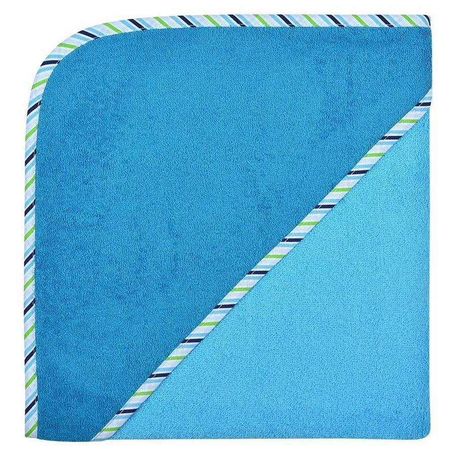Wörner Kapuzen-Badetuch für Babys aus flauschigem Baumwoll-Terry in Aqua Petrol, Breite: 100 cm, Höhe: 100 cm - Bild 1