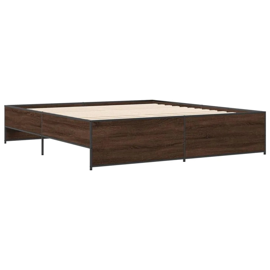 vidaXL Bettgestell in Eiche Braun aus Holzwerkstoff und Stahl B/T/H: 200 x 200 cm - Bild 2