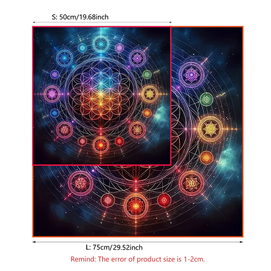 LVJIA Tarot-Tischdecke mit Mandala Blume des Lebens in Multicolor als spirituelles Altartuch für Meditation und Wahrsagerei - Bild 2