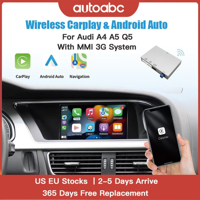 AUTOABC Wireless CarPlay und Android Auto Interface Adapter mit AirPlay Mirror Link und Bluetooth für Audi A4 B8, A5 und Q5 (2009–2015) - Bild 1