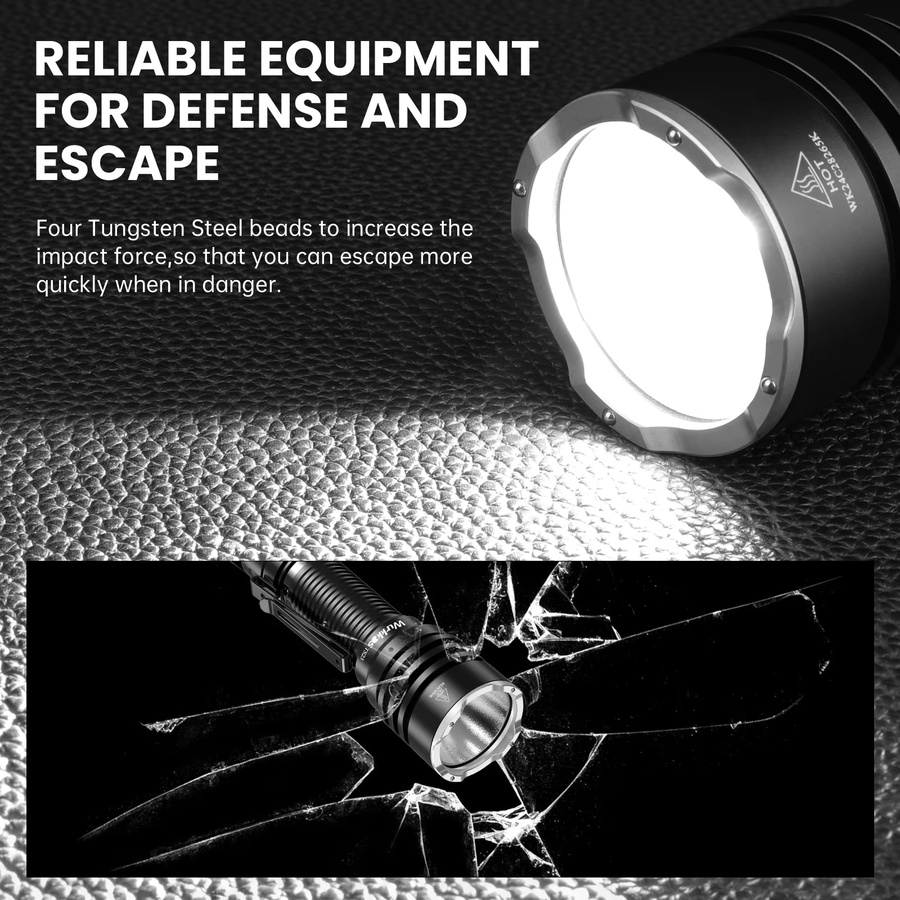 Wurkkos TS23 Taktische LED Taschenlampe Schwarz, 5000 Lumen, Wiederaufladbar, IP68 Wasserdicht - Bild 5