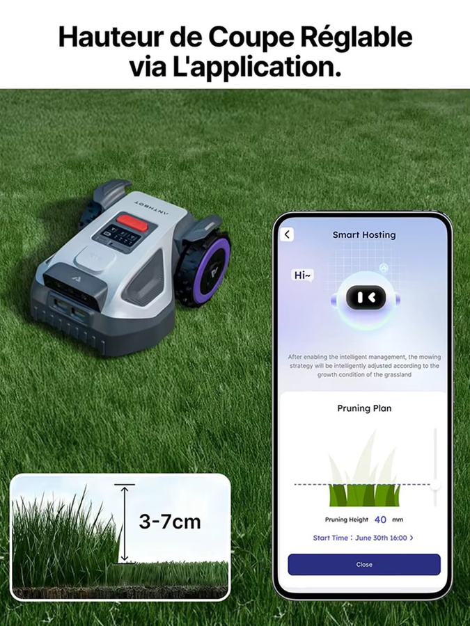 ANTHBOT M9 Kabelloser Rasenroboter mit RTK Navigation, Doppelsicht, 4G und App-Steuerung, Grau, für Gärten bis 1000 m² - Bild 4