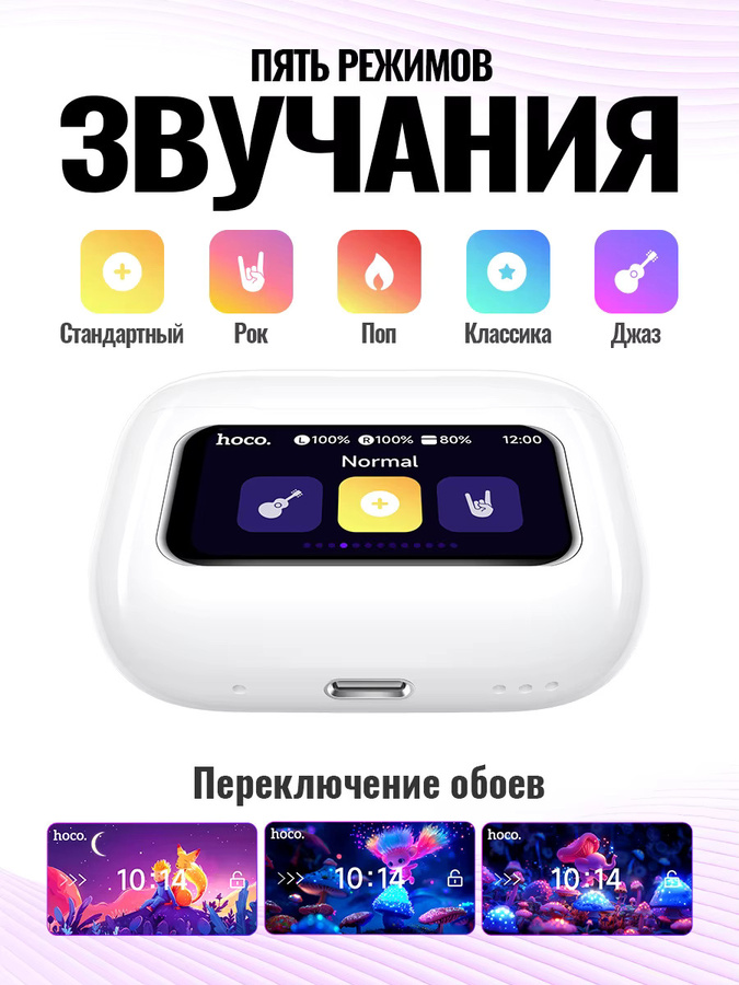 HOCO EW72 True Wireless Bluetooth 5.4 ANC Kopfhörer mit LED Full Touch Smart Screen Ladebox in Weiß - Bild 2