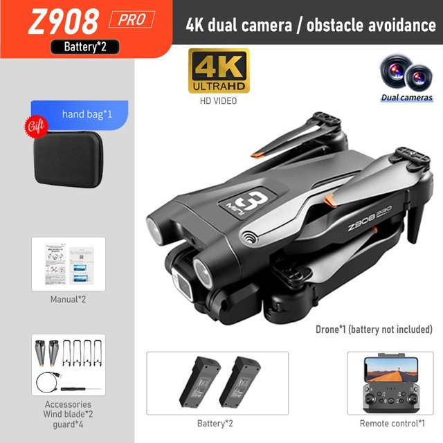 LYZRC Z908 Pro MAX Drohne mit Dual 4K HD Kamera, Hindernisvermeidung und optischer Fluss Positionierung, Schwarz - Bild 1