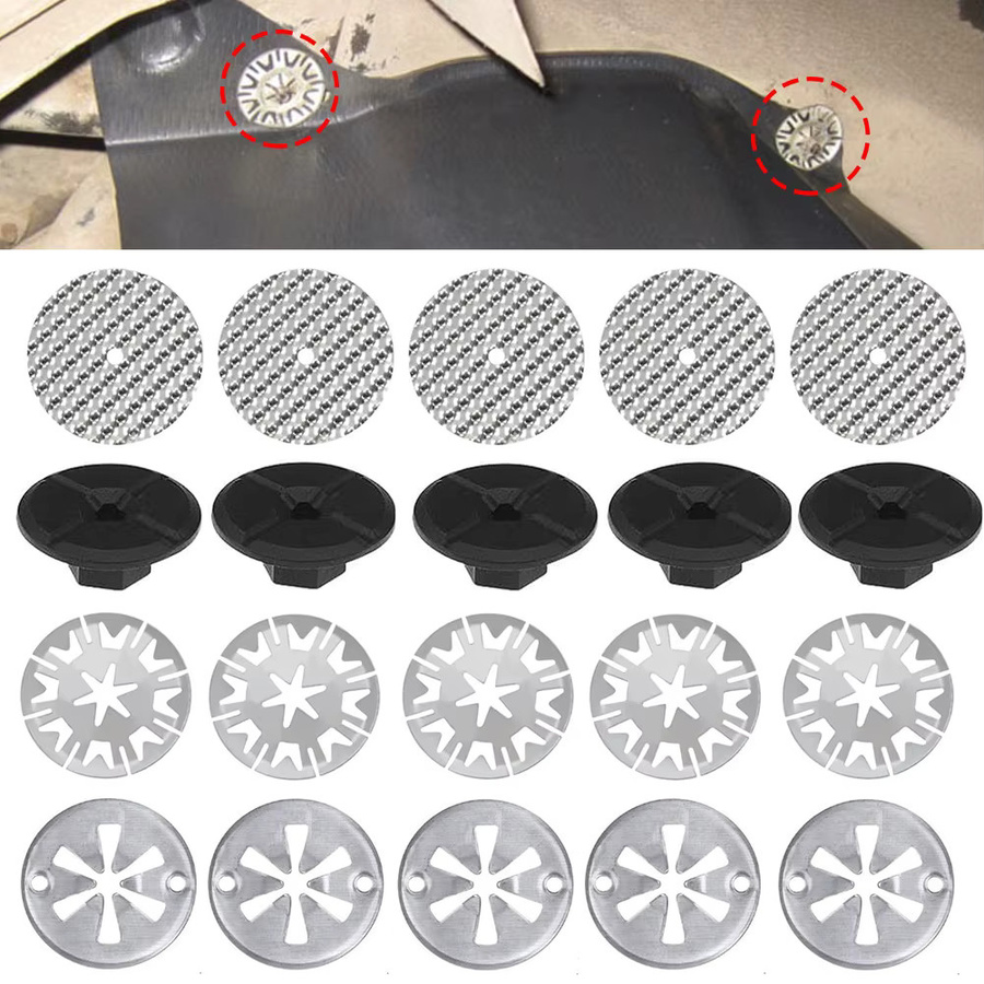 Vibratite Auto-Wärmeisolierplatten-Reparaturset mit Stahlklemmen und Aluminiumunterlegscheiben in Silber, 20 Teile - Bild 3