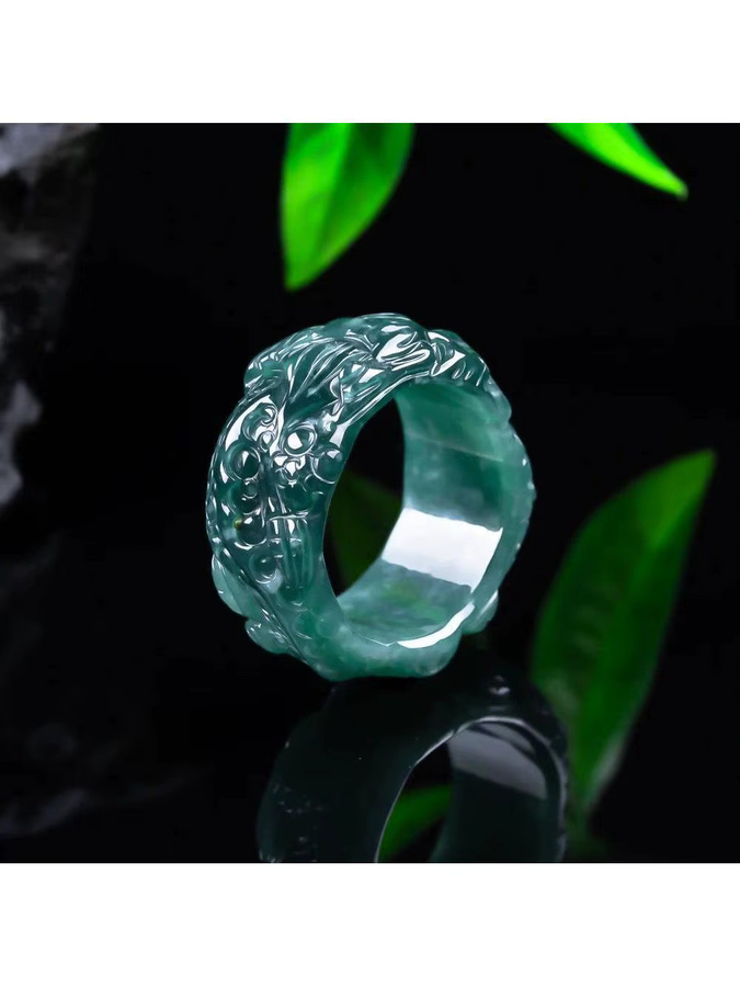 MC Drachenring Jadeit, Vintage, Unisex - Bild 2