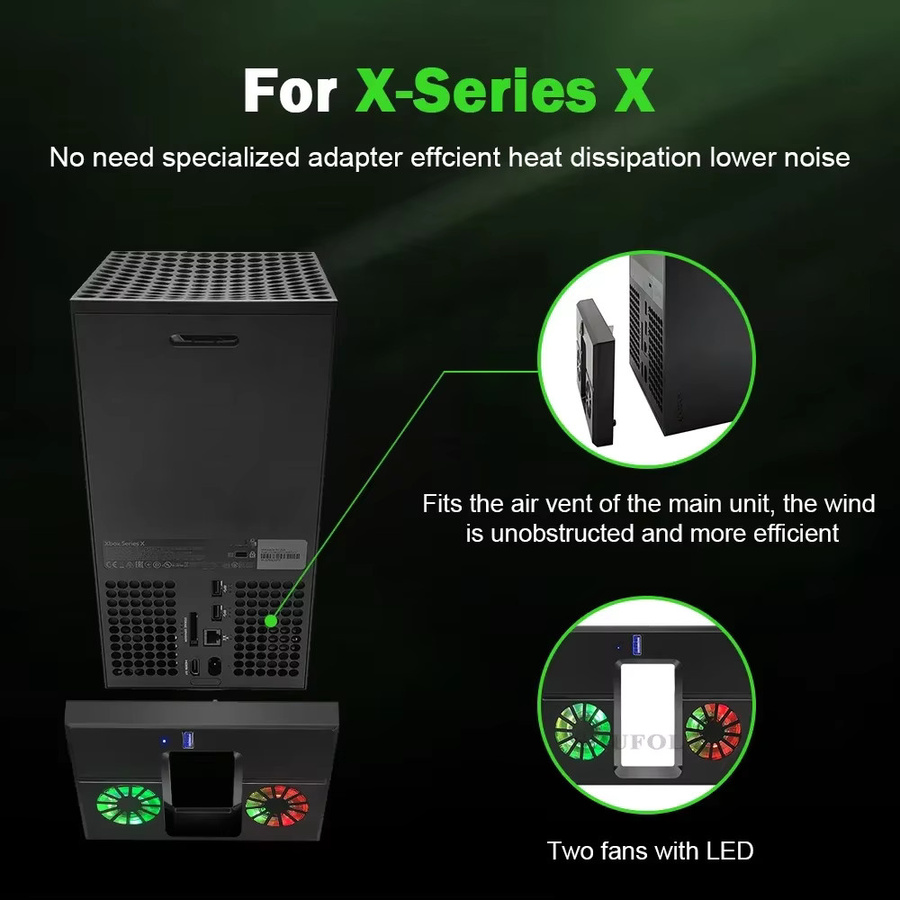 Ispoofer RGB-Kühlventilator und vertikaler Ständer für Xbox Series X in Schwarz - Bild 4