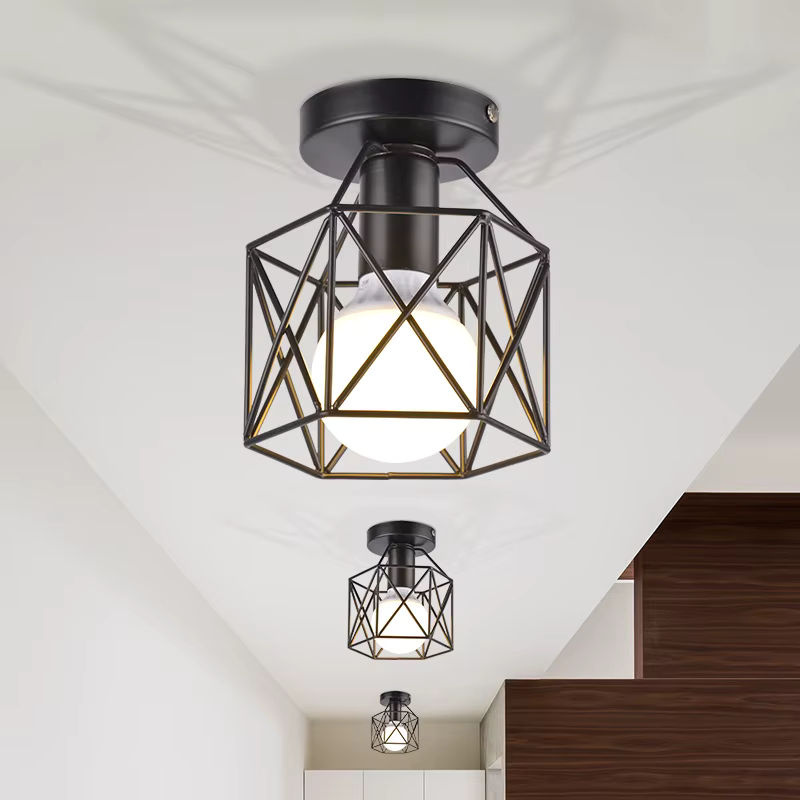 SUNMEIYI Nordic LED-Deckenleuchte aus Schmiedeeisen in Schwarz mit E27 Fassung - Bild 3