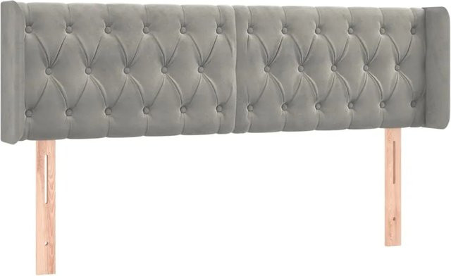 vidaXL LED Kopfteil aus Samt in Hellgrau mit USB-Ladeanschluss und integrierter Beleuchtung, B/T/H: 147 x 16 x 78/88 cm - Bild 1