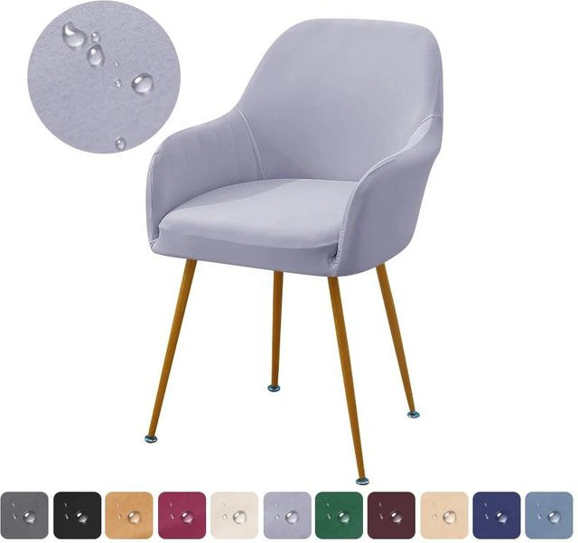 Wasserabweisender Hochlehnen-Stuhlbezug von Household supplies MH in Grau, elastischer Esszimmerstuhl-Überwurf aus Polyester-Baumwoll-Mischung für Sessel und Bankettstühle - Bild 1
