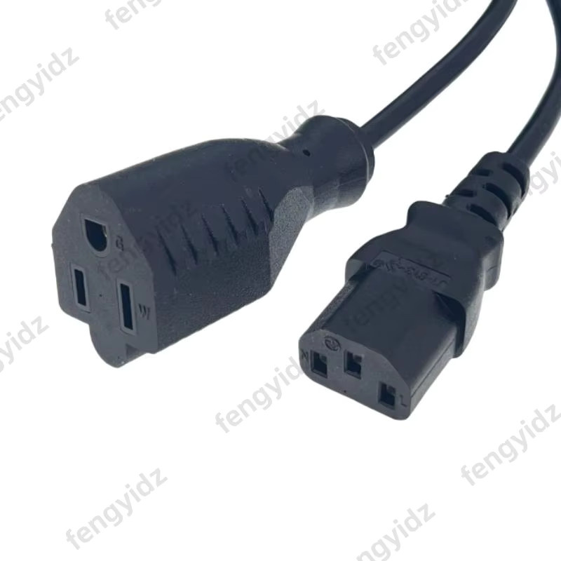 fengyidz Y-Typ Splitter-Adapterkabel IEC 320 C14 auf US Nema 5-15R und C13, Schwarz, 10 A 250 V - Bild 2