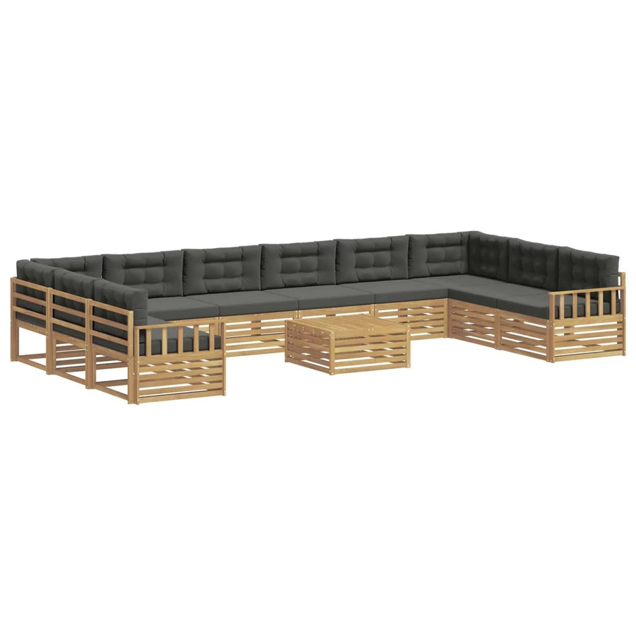 vidaXL Sofagarnitur aus Massivholz Akazie im Latten-Design, lackiert, Farben: Anthrazit, Weiß, Grau - Bild 2